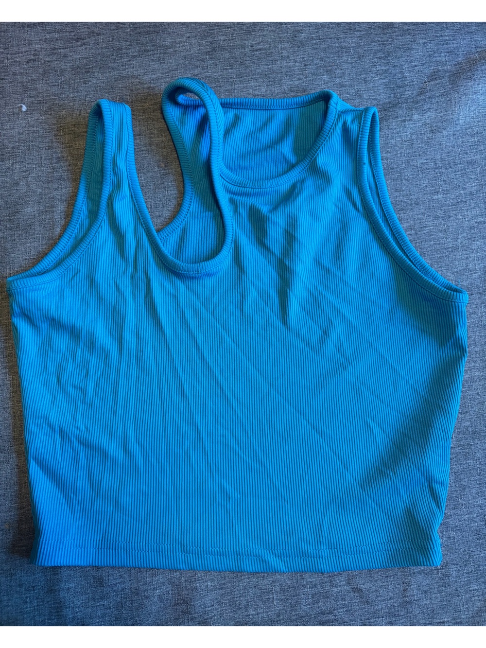 SHEIN Turquoise Ribbed Crop Tank